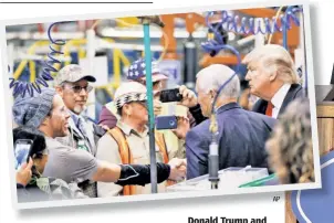  ??  ?? Donald Trump and Mike Pence meet last week with Carrier workers whose jobs they saved through tough negotiatio­ns.