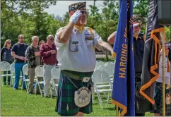  ?? PHOTO BY VICTORIA SHERIDAN ?? Former U.S. Army Sgt. Michael Thomas Greenawalt of Antioch salutes during the 2015 color guard ceremony at an Antioch Historical Society Museum ceremony.