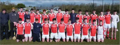  ??  ?? The victorious squad from New Ross C.B.S. before Tuesday’s final in Dunmore.