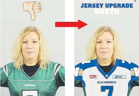 ??  ?? Diehard Roughrider supporter Daphne Bramham has become the Snapchat and Twitter ‘poster girl’ for the Winnipeg Blue Bombers — and not by design.