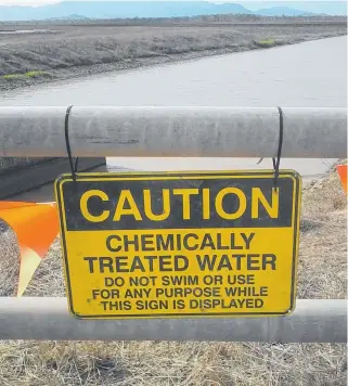  ?? PROTOCOL: A sign warning members of the public of the use of a strong chemical in the Haughton Balancing Storage. ??
