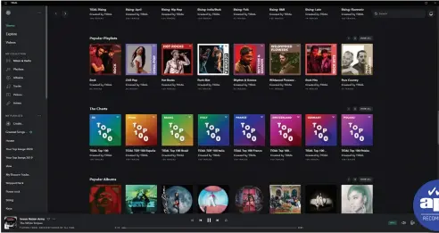  ??  ?? With a similar layout to Spotify, Tidal could make better use of the space.