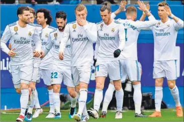  ?? REUTERS ?? Real Madrid are now third on the La Liga table with 57 points from 28 games, 12 behind leaders Barcelona.