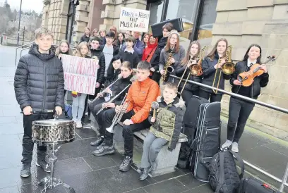  ??  ?? Protest Pupils protest to protect their music tuition last year, and fears have again been raised about its future