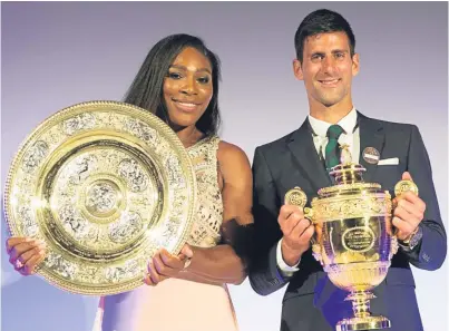  ??  ?? Wimbledon champions – and dance partners – Serena Williams and Novak Djokovic.