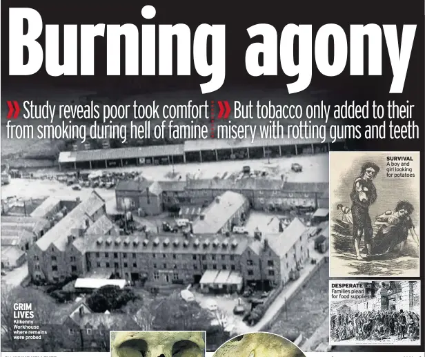  ??  ?? GRIM LIVES Kilkenny Workhouse where remains were probed DESPERATE SURVIVAL