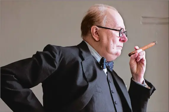  ?? JACK ENGLISH/FOCUS FEATURES VIA AP ?? Gary Oldman as Winston Churchill in a scene from “Darkest Hour.”