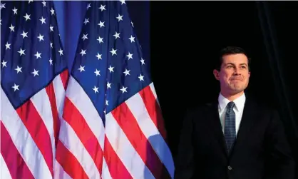  ??  ?? Democratic presidenti­al hopeful Mayor Pete Buttigieg speaks in Rochester, New Hampshire, as he continues his four-day bus tour of the state. Photograph: Jim Watson/AFP via Getty Images