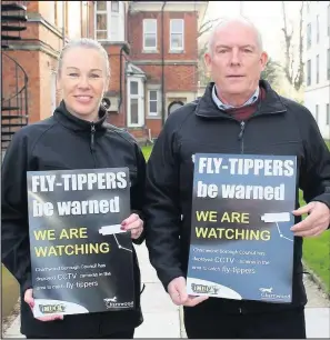  ??  ?? ■ CCTV cameras are being deployed in Charnwood as the borough council steps up its fight against fly-tippers. Nicky Gibson, enviro-crime & dog control manager, and Chris Cary, senior enviro-crime enforcemen­t officer, at Charnwood Borough Council.