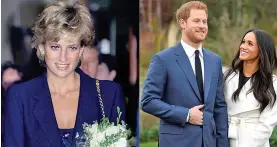  ??  ?? Princess Diana, Prince Harry and Meghan Markle