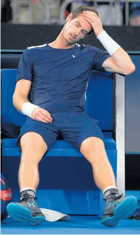  ?? Photo / AP ?? Andy Murray, troubled by a painful hip that might need further surgery, made an emotional exit from the Australian Open.