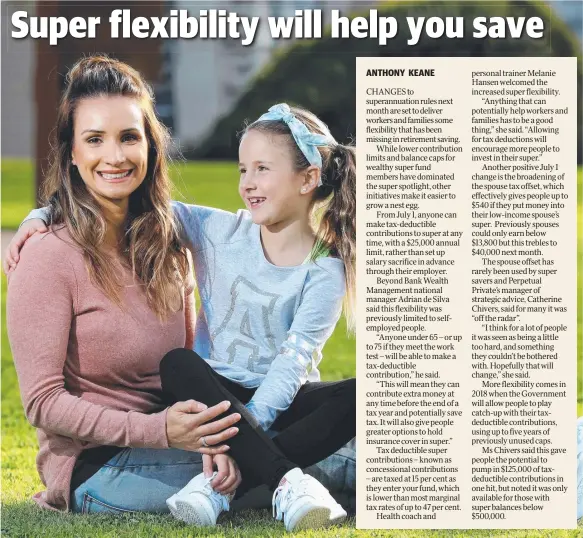  ?? Picture: CALUM ROBERTSON ?? GOOD THING: Personal trainer Melanie Hansen, with her daughter Tyra, says anything that can help workers is a good thing.