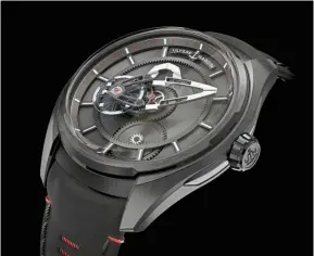  ??  ?? Ulysse Nardin’s FREAK X, the little cousin of its ‘Freak antecedent­s’, stands out as the entry point into the FREAK collection. Though many of the same aesthetic and functional elements are in place, it pushes into uncharted territory.