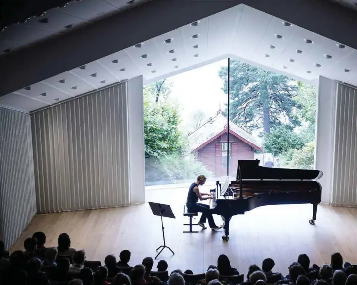  ??  ?? MÅTTE GI SEG: Gunilla Süssmann under en konsert i Troldsalen i 2015. Pianisten er en av mange musikere som har måttet slutte å spille på grunn av belastning­sskader.