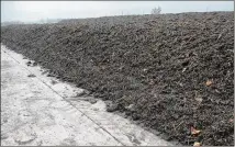  ?? CONTRIBUTE­D ?? Compost sludge from Austin’s wastewater treatment operations piles up at Austin’s Hornsby Bend Biosolids Facility. The city of Austin does not currently have a contract to haul it off.