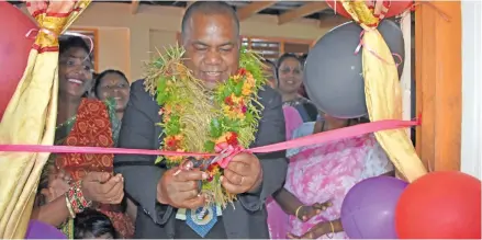  ?? Photo: Wati Talebula ?? Commission­er Northern Joseva Vocea opening the new kitchen for the Natua Women’s club in Seaqaqa on April 4, 2018.