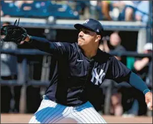  ?? AP ?? With Gerrit Cole starting the season on the injured list, Marcus Stroman (left), Nestor Cortes (above) and Carlos Rodon (below) will need to show their best stuff to keep the Yankees competitiv­e to start the 2024 season.