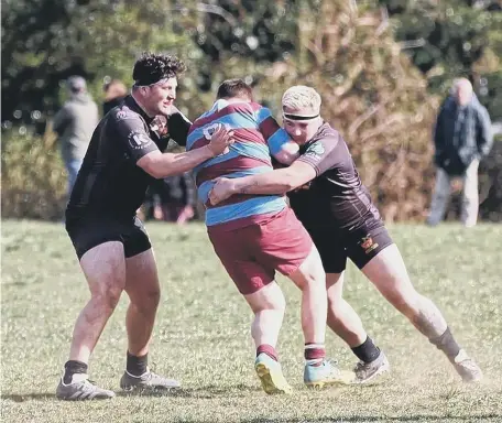  ?? ?? Action from the Sussex All Blacks’ Sussex Plate final win over Hove twos