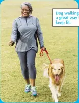  ??  ?? Dog walking is a great way to keep fit.