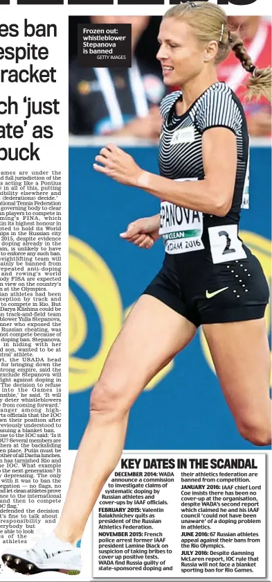  ?? GETTY IMAGES ?? Frozen out: whistleblo­wer Stepanova is banned