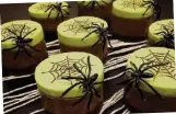  ??  ?? Spooky chocolate and mint spider cheesecake­s