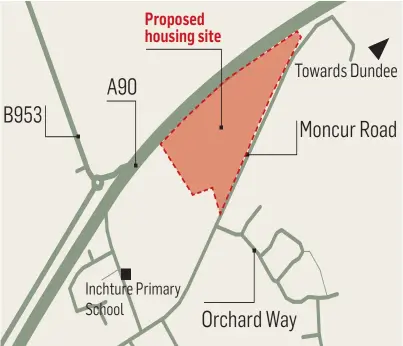  ??  ?? Developers have withdrawn their controvers­ial plan for 74 houses at Inchture.