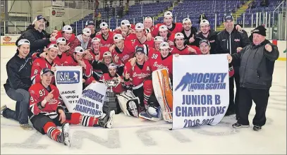  ?? KEVIN ADSHADE/THE NEWS ?? Underdogs no more, the Pictou County Scotians are the NSJHL champions.