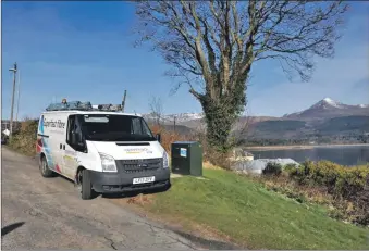  ?? 01_B12openrea­ch01 ?? An Openreach van at the No 1 superfast broadband box in Brodick.