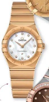  ??  ?? ALL THAT GLITTERS The Constellat­ion ‘Manhattan’ in yellow gold with a mother-of-pearl dial