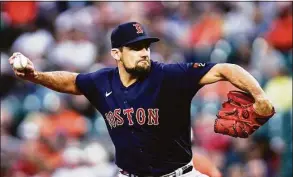  ?? Julia Nikhinson / Associated Press ?? Red Sox starting pitcher Nathan Eovaldi delivers during the second inning against the Orioles on Saturday.