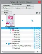  ??  ?? Rechts: Die Arbeit mit Ebenen verhindert das Verschiebe­n von Designelem­enten.