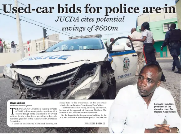  ??  ?? THE GLEANER, WEDNESDAY, OCTOBER 19, 2016 Lynvalle Hamilton, president of the Jamaica Used Car Dealers Associatio­n.