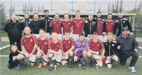  ??  ?? The Farcet team heavily beaten by Ploughman in the Peterborou­gh Sunday Morning League’s Hereward Cup Final.