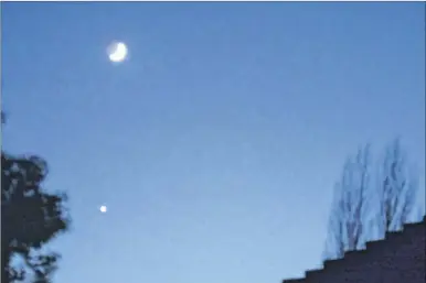  ??  ?? Ted Prangnell’s photograph of the Moon and Venus together above Ashford