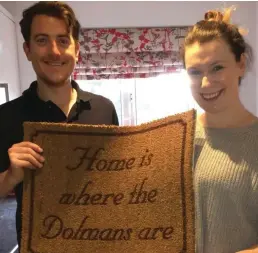  ??  ?? Removed: Luke and Mairead Dolman with the doormat