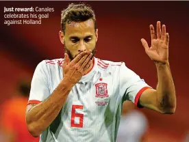  ??  ?? Just reward: Canales celebrates his goal against Holland