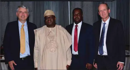  ?? PHOTO: Abiodun Ajala ?? L - R: CEO, Roche Group, Dr Severin Schwan; Chairman Senate Committee on Health, Senator Olanrewaju Tejuoso; Country Manager, Roche Nigeria, Dr Oladipupo Hameed; and GM, Sub-Saharan Africa, Roche, Mr Markus Gemuend, during the visit of the CEO, Roche Group to Nigeria office in Abuja...recently