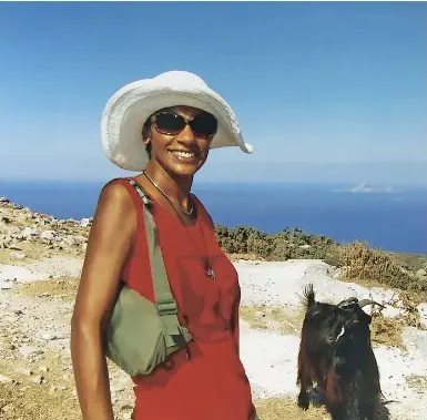 reeta amorgos chooses greece goat watchful hiking above town below