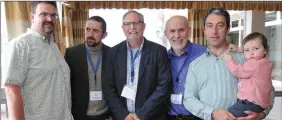  ??  ?? Professor Mark Beekey, Dr Billy Mag Fhloinn, Prof John Roney, Prof Enda McGovern and SHU Dingle Campus Director Seán Pól Ó Conchúir with his daughter Emma at the Land, Sea & Spirit conference in the Skellig Hotel.