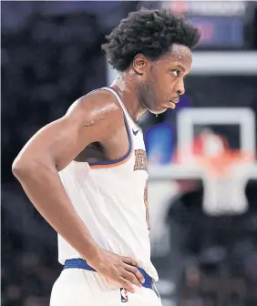  ?? OG Anunoby has been a dominant defender for the Knicks — when he’s been healthy. So far, since being traded by the Raptors, he’s missed 21 of 38 games. ADAM HUNGER THE ASSOCIATED PRESS FILE PHOTO ??