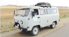  ??  ?? The writer travelled with “Ogii” in a Russian-made UAZ van, known for its sturdy suspension.