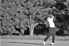  ?? - AFP photo ?? David Lingmerth of Sweden plays a shot on the 18th hole during the third round of the Quicken Loans National on July 1, 2017 TPC Potomac in Potomac, Maryland.