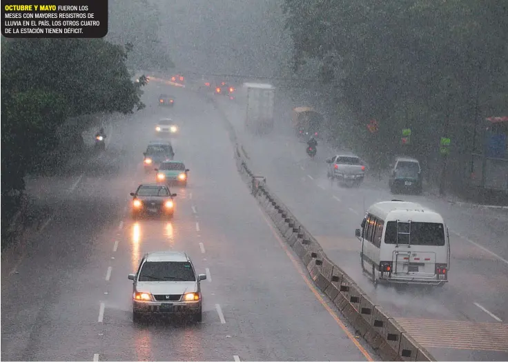  ??  ?? OCTUBRE Y MAYO FUERON LOS MESES CON MAYORES REGISTROS DE LLUVIA EN EL PAÍS, LOS OTROS CUATRO DE LA ESTACIÓN TIENEN DÉFICIT.