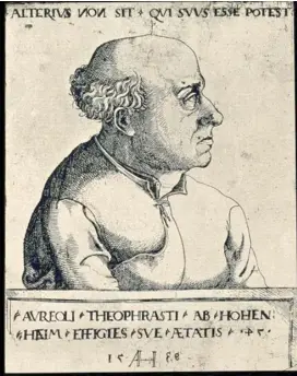  ??  ?? Los biógrafos aseguran que el gran médico fue breve de cuerpo, alcanzando apenas los 150 centímetro­s de estatura. H. Vogel, 1538. Retrato de Paracelso.