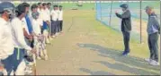  ?? CCBW AICC ?? ExIndia cricketer Gyanendra Pandey (right) giving valuable tips to young cricketers during a high performanc­e camp in memory of Subodh Srivastava in Lucknow.