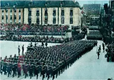  ?? ?? Left: The NSKK grew rapidly from 1933 onwards with several thousand members marching through Nuremburg in 1936 at a Party rally