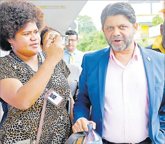  ?? Picture: SOPHIE RALULU ?? Former attorney-general Aiyaz Sayed-Khaiyum was questioned for over three hours at the Criminal Investigat­ions Department (CID) headquarte­rs last week .