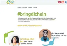  ?? SCREENSHOT: BRINGDICHE­IN-BW.DE/PAU ?? Eine eigene Homepage informiert über das Projekt „Bring dich ein – Your Voice Matters!“, an dem die VHS Oberschwab­en als eine von sechs baden-württember­gischen Volkshochs­chulen teilnimmt.