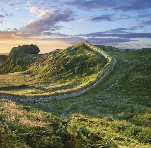  ??  ?? Begun in 122 AD, Hadrian’s Wall was designed to bring order to the northernmo­st limit of the Roman Empire and is today the largest Roman ruin in the world. It runs for 73 miles between the North and Irish seas, with some of the best surviving sections around Housestead­s fort