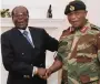  ??  ?? NO SIGN OF SOLUTION: Robert Mugabe and Zimbabwe Defence Force’s Major-General SB Moyo.